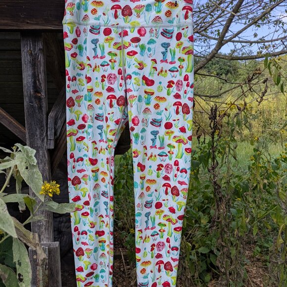 Rare Penelope Gazin FBC Mushroom Print "Yoga Leggings" Size Medium - Picture 4 of 8